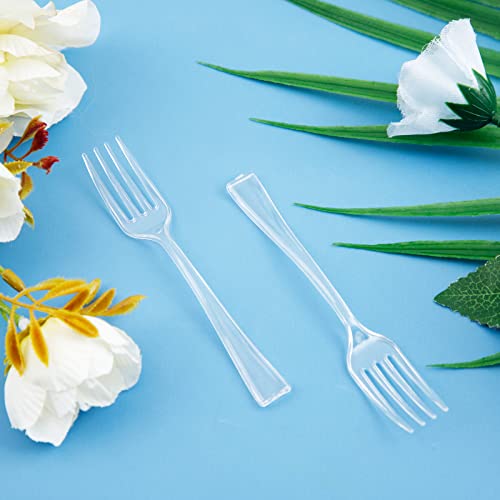 300 Pieces Clear Plastic Mini Forks 4 Inches Clear Plastic Forks Plastic Tasting Forks (Clear / Mini Forks)