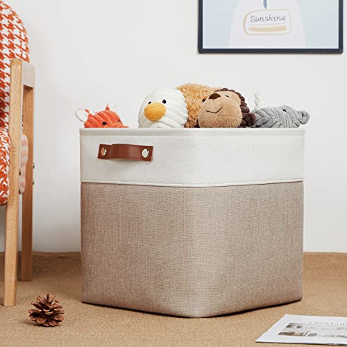 Cube Storage Bins (White&Khaki / M-12"x 12"x12")