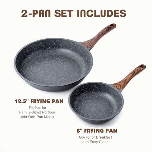 Nonstick Frying Pans (Gray / 8+12.5 Inch)
