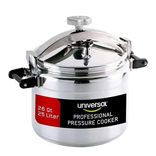 Large) 26-Quart Aluminum Pressure Cooker for Professional Use – Commercial-Grade, 1 Safety Valve, Reinforced Handles, Easy-Open Lid, – Ideal for Large Kitchens, and Restaurants
