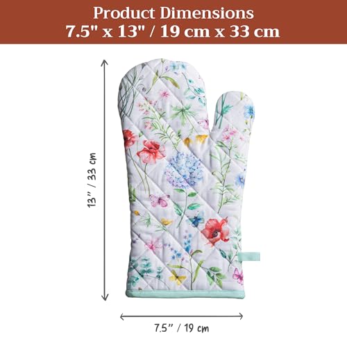 Maison d'Hermine Oven Gloves 100% Cotton Oven Mitt (031 - Just Floral / 7.5" x 13" (Oven Mitt))