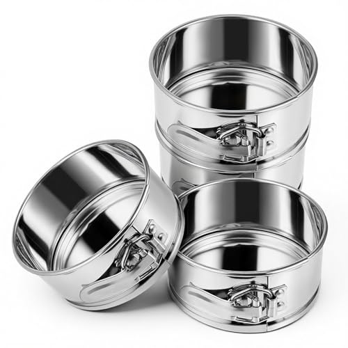 4 Pcs 4 Inch Stainless Steel Springform Pans Mini Cheesecake Pans (Light Silver / 4 Inch)
