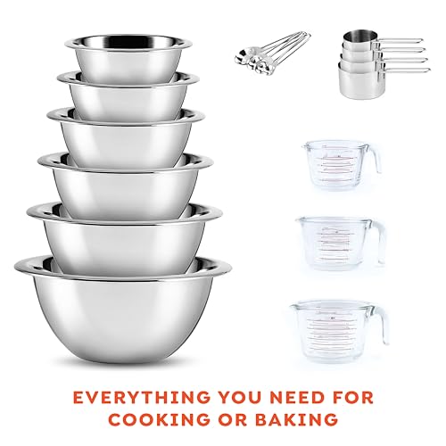 Mixing Bowls with Measuring Cups & Measuring Spoons 17 Piece Set