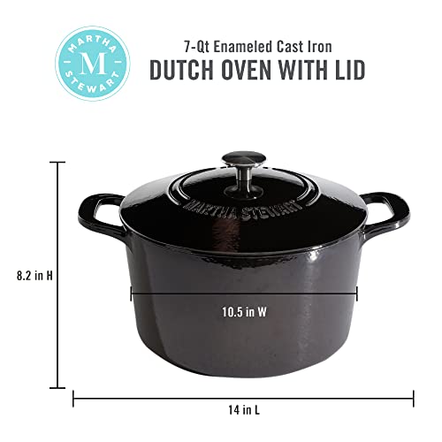 Gatwick 7 Quart Enamel Cast Iron Dutch Oven Pot with Lid (Gun Metal Gray / 7-Quart)