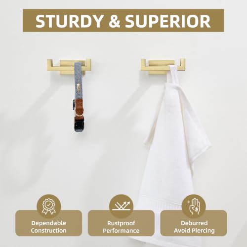 Double Towel Hook Brushed Gold (2 Pack / Brushed Gold)