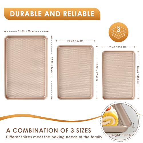 Baking Sheet Pan Set of 3 (Textured Rose Gold)