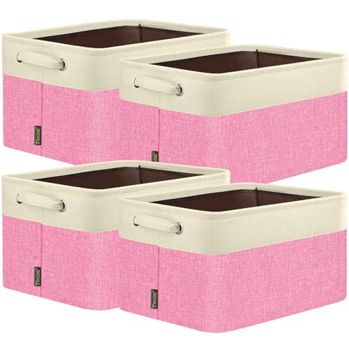 4 Pack Fabric Closet Storage Bins for Shelves (Pink / 4PCS/Small-12x8x8)