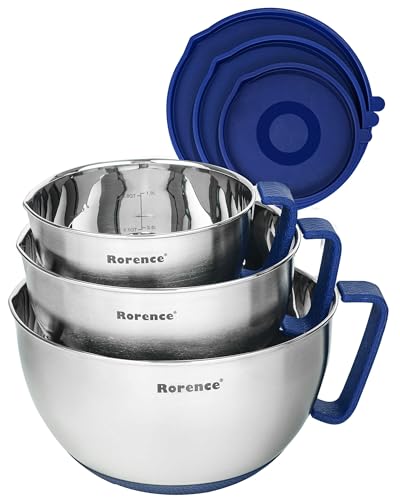 Stainless Steel Mixing Bowls Set with Lids (Blue / 3 piece)