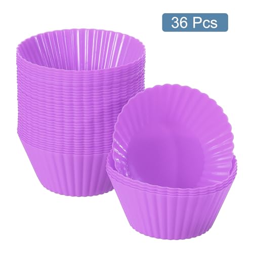 36Pcs Silicone Cupcake Liners (Purple / 3.5cm/1.4inch)