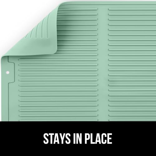Patented BPA Free Silicone Dish Drying Mat (18" x 24" / Silicone / Mint)
