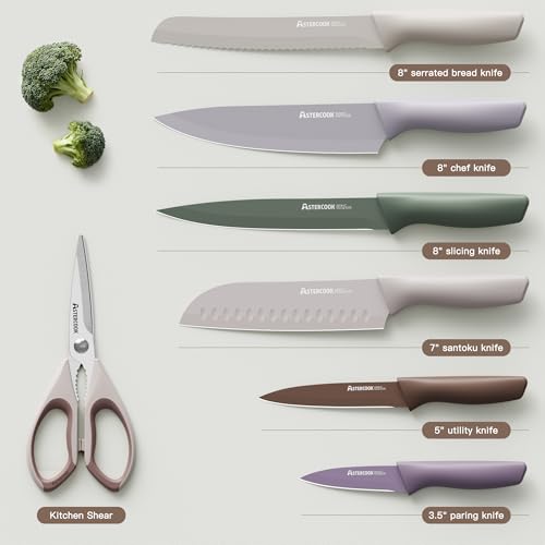 Knife Set 13 Pieces Kitchen Knives Set with Healthy Anti (Morandi)