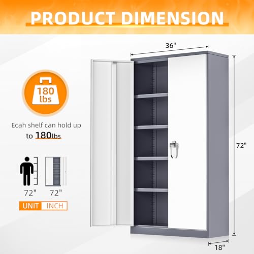 Metal Garage Storage Cabinet (New Grey / 72")