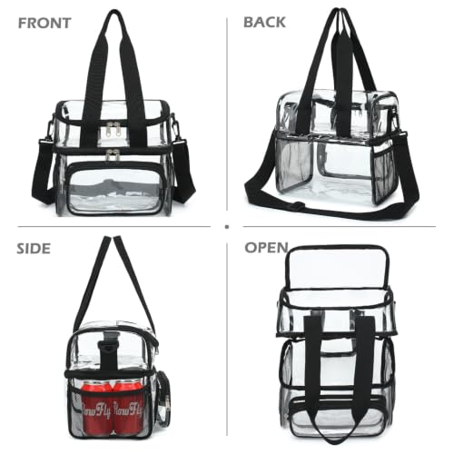 Clear Bag Double Decker Lunch Bag for Stadium Events Adult Large Transparent Tote for Men