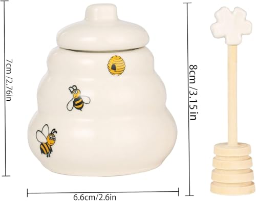 Ceramic Bee Happy Honey Pot with Dipper