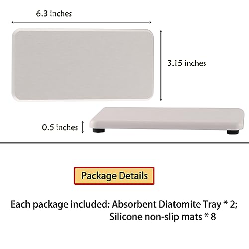 2Pcs Stone Soap Trays Water Absorbing Diatomite Coaster (White / 6.3" x 3.2")