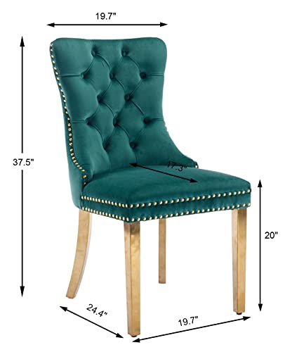 Green Velvet Dining Chairs Set of 6 (Natural Green)