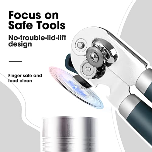 Heavy Duty Hand Can Opener Manual with Magnet Lid Remover (Green)