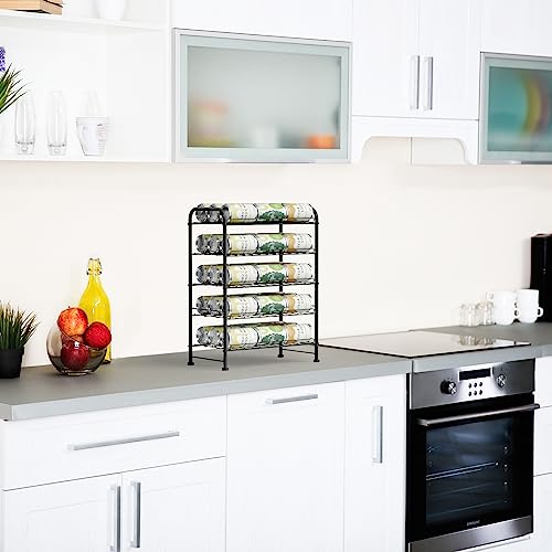 Water Bottle Organizer 5 Tier FreeStanding Water Bottle Storage Rack Metal Beverage Can Dispenser for Pantry (5 Count)