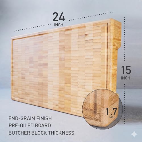 XXL Bamboo Cutting Board (Organic Bamboo / 24"L x 15"W)