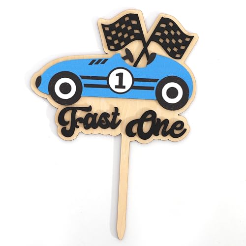 Wooden Fast One Cake Topper (Fastone-blue)