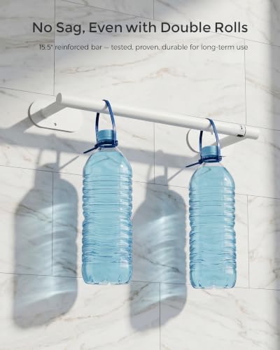 White Paper Towel Holder Under Cabinet Self Adhesive or Wall Mount (White / Standard Holder)