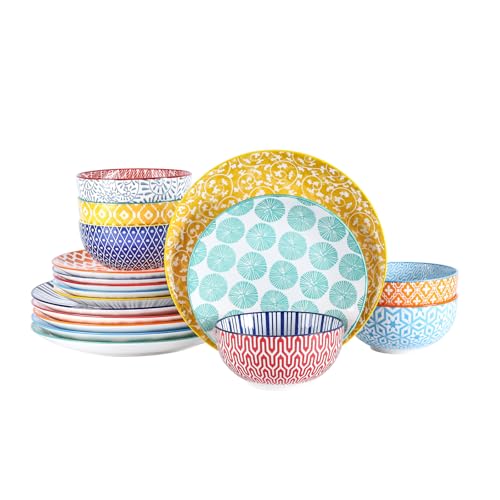 Ceramic Dinnerware Sets for 6 (Assorted Colors / 18 Pieces)
