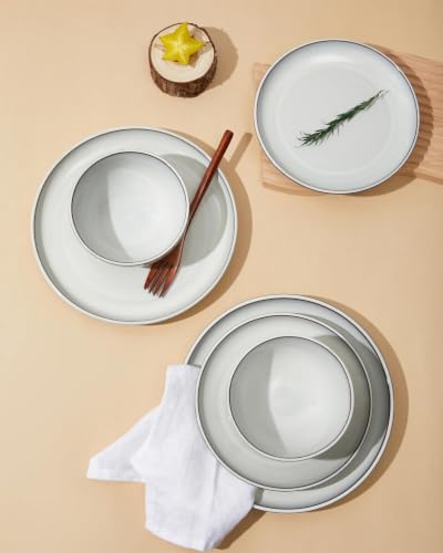Stoneware Dinnerware Sets for 6 (Moonstone White / Set (18pcs))