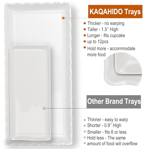 17" x 8" x 1.5" White Serving Tray Set (2 Count)