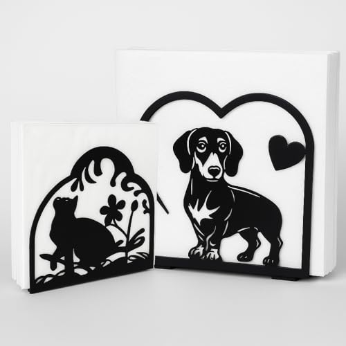 Dachshund & Cat Napkin Holder for Table (2 Count)