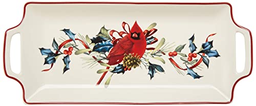 Winter Greetings Ivory Christmas Porcelain Serving Tray (Hors D'Oeuvres Tray)