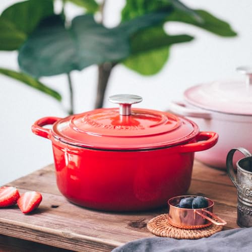 Enameled Cast Iron Dutch Oven (Red / 5.5QT)