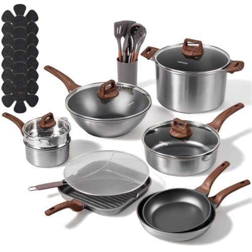26pcs Pots and Pan Set Nonstick (Silver / 26 Piece)