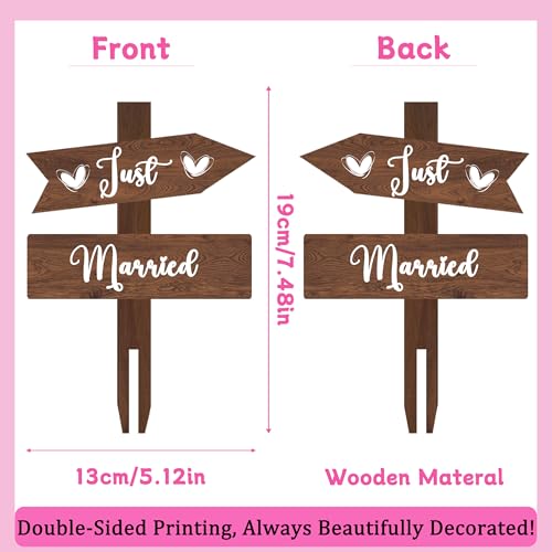 Just Married Cake Topper Rustic Wedding Cake Topper Double