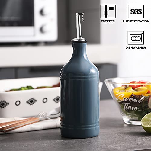 Sweejar Ceramic Olive Oil Dispenser Bottle (15.5 oz, Set of 1 / Fog Blue)
