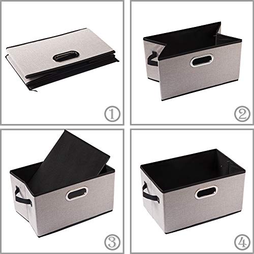 Fodable Storage Bins for Closet [3 (Light Grey / Medium(3-Pack))