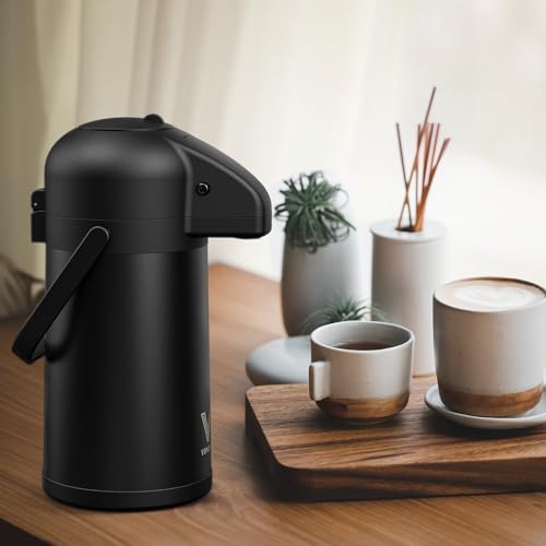 Airpot Coffee Carafe for Keeping Hot (64 Ounces / Black-1 Pack)