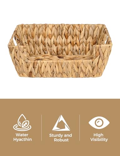 Pantry Baskets for Organizing (Natural(Water Hyacinth) / 13 ½"L x 10 ¾"W x 5"H)
