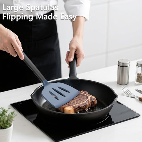 3 Pack Silicone Spatula Set (DarkBlueBlack)