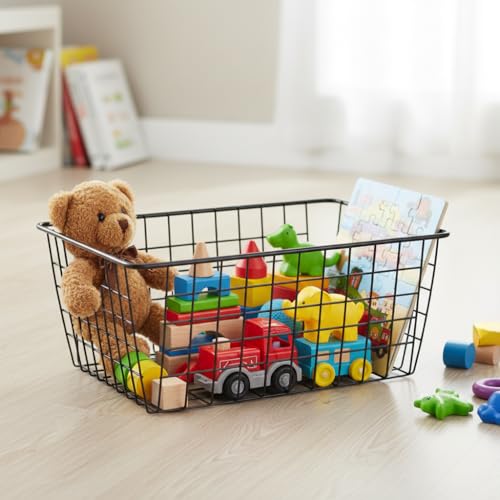 Metal Black Large Wire Basket Food Storage Organizer (Black / 2-Large)
