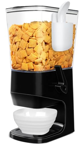 Cereal Dispenser Countertop Wath Bowls and Spoons（Black 1 pack ） (3.5Qt & Black & 1pack)