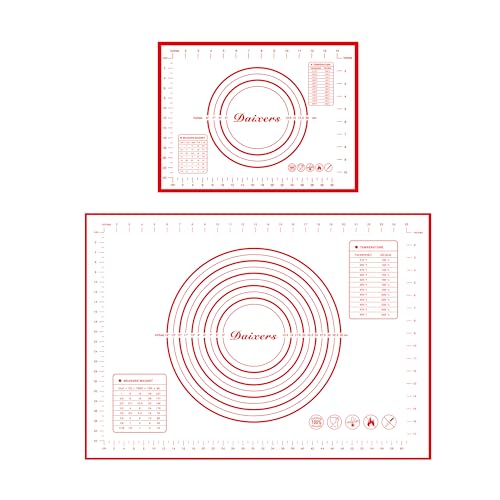 Silicone Baking Mats Set of 2 (Red / Large 28" x 20" Small 16" x 12")