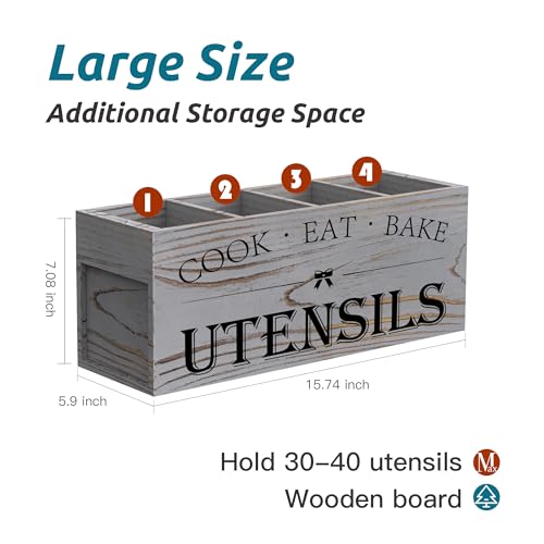 Extra Large Utensil Holder Countertop for Kitchen Counter (Grey)