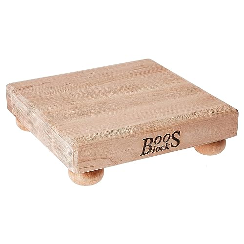 B Series Square Wooden Maple Cutting Board 9”x9” (9"L x 9"W / Maple with Wood Feet)