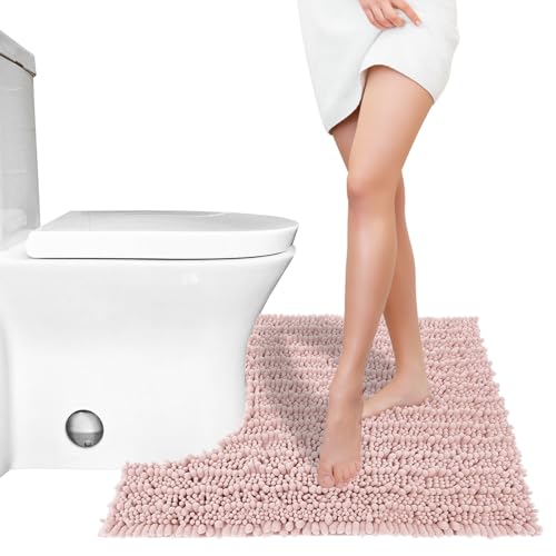 Toilet Rug U Shaped Washable 24x20 Inch (24" X 20" / Light Pink)