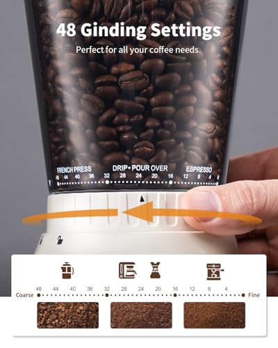 Conical Burr Coffee Bean Grinder (Cream White)