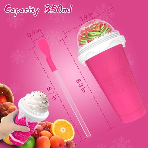 2PCS Slushie Maker Cup (Pink+Green / 350ML)