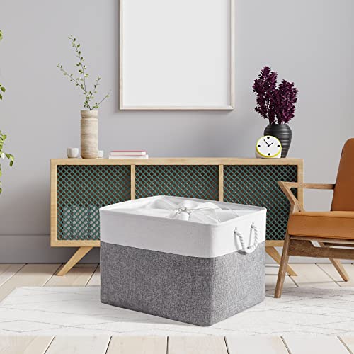 Storage Bins Baskets for Organizing (White&Grey / 3PCS/Extra Jumbo - 20.5Lx15.7Wx13.8H)