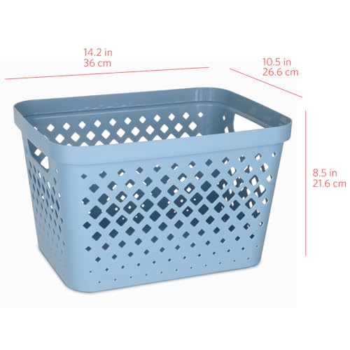 Plastic Storage Basket Set (Marina Blue / 4 Gallon)