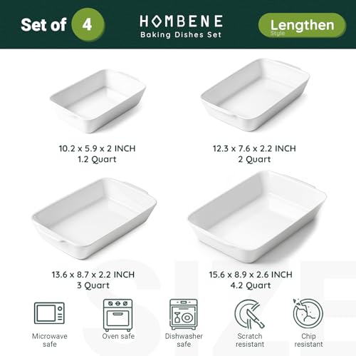 HOMBENE Baking Dish (Set of 4 (1.2QT/2QT/3QT/4.2QT))