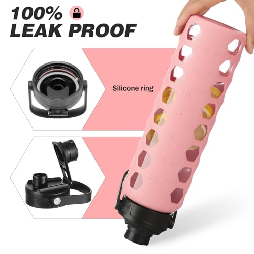 Glass Water Bottle (Pink / 32 Ounces)
